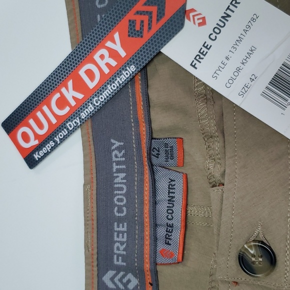 NEW Men's Free Country Quick Dry Cargo Shorts Khaki | Size 42 - Picture 2 of 11